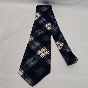 Ferre Made in Italy 100% Silk Plaid Necktie - Blue White - 3 5/8" x 60"
